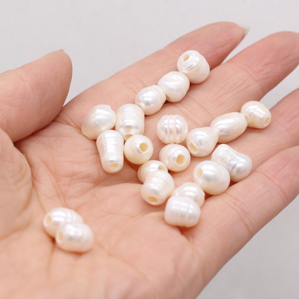 20 db Fehér Természetes Gyöngy Nagy Lyukkal, Luxus Elegáns Rizs Alakú Laza Gyöngyök DIY Nyaklánc Karkötő Bokalánc Fülbevaló Kiegészítőkhez, Ékszerkészítés