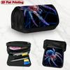 1pc 1pcs Night Spider Design Flip Pencil Case - Double Layer Multi-Layer Flip Cover with Zipper Closure, Suitable For, Office & Travel Storage Bag, St