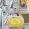 Preppy Style Strawberry Cake Bag Swiss Roll Crossbody Bag Simple Cartoon Shoulder Bag  Gift