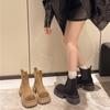 Fashion Women's Shoes Autumn Winter 2024 New Fashion Slip-on Solid Color Outdoors Wear Resistant Female Shoes Round Head Ladies Boots
