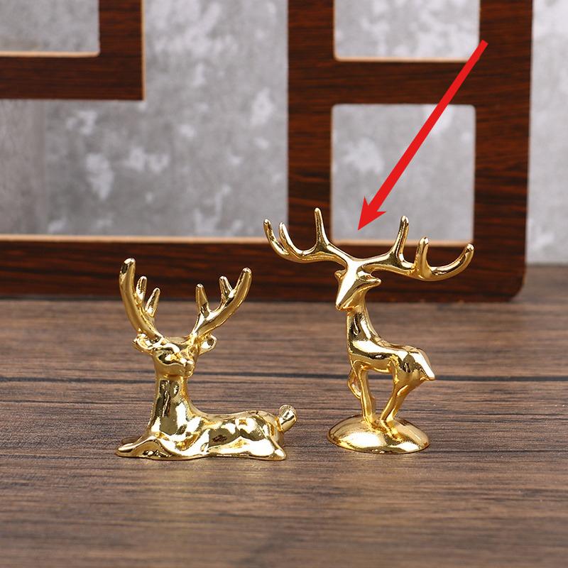 1Pc Elk Deer Statue Christmas Reindeer Art Figurine Vintage Handicraft Home Ornament Table Decoration