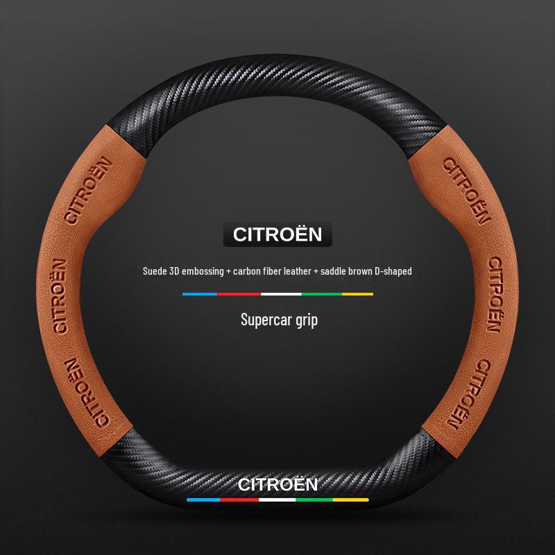 Universal Non-Slip Suede Steering Wheel Cover for Citroen: All-Season, Breathable Design for Men and Women
