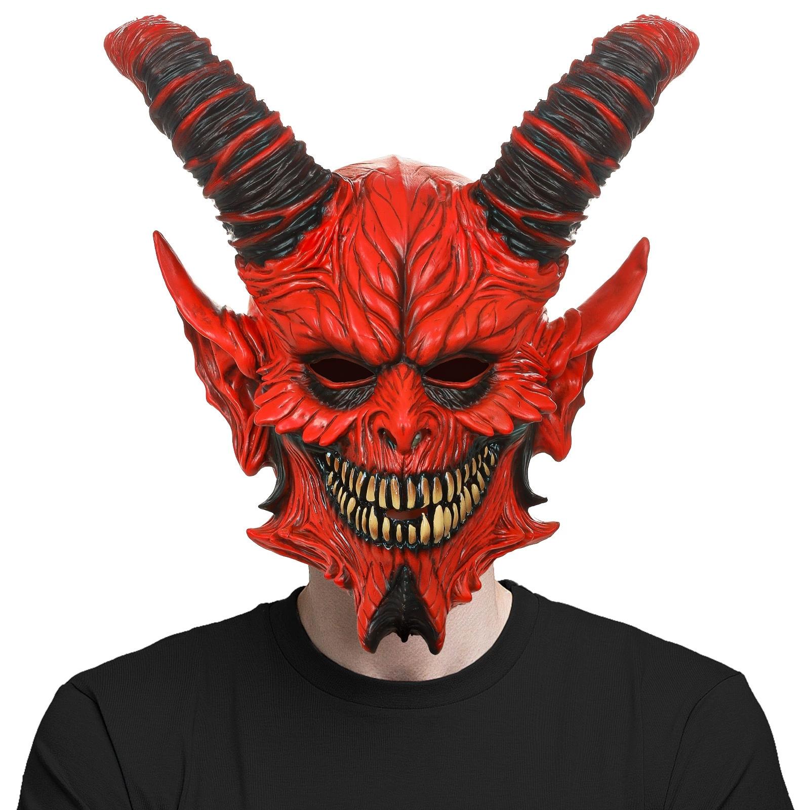 

Страшная маска дьявола, маски демона для лица, реалистичная красная маска призрака, маска на всю голову из фильма ужасов для взрослых, косплей на Хэллоуин красный
