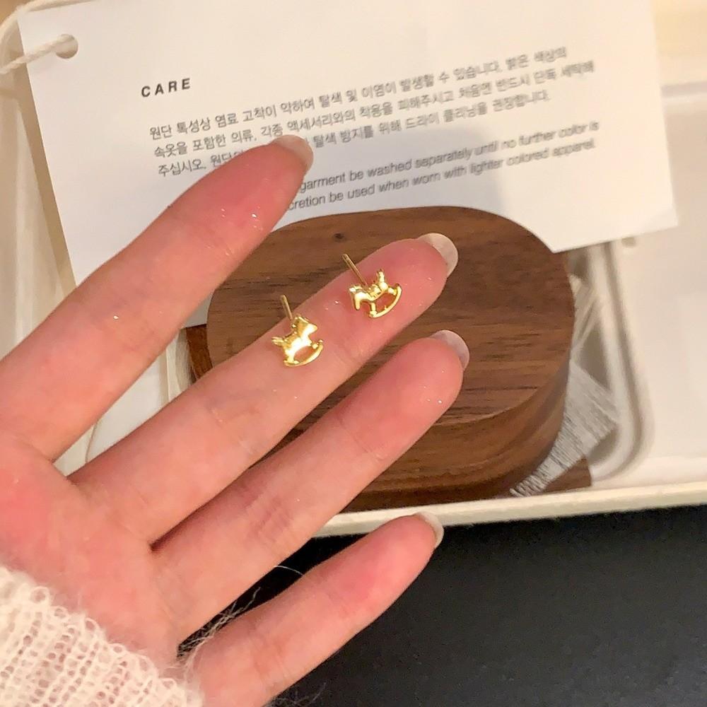 Cartoon Mini Pony Stud Earrings Zinc Zinc Alloy Drop Earrings Mini Horse Ear Studs Chinese Horse New Year