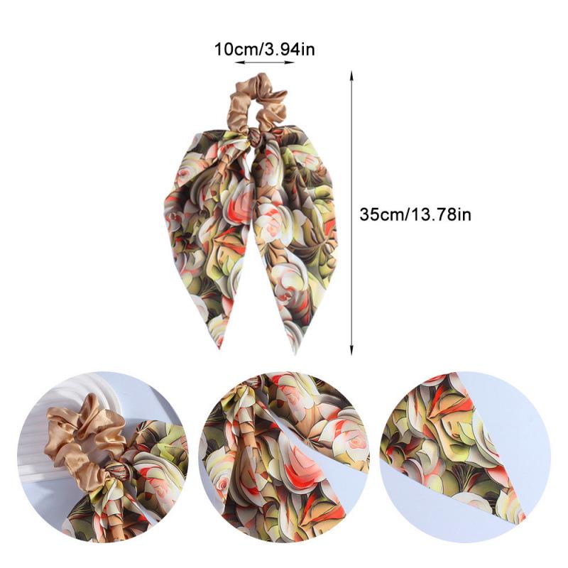 2024 Large Floral Scrunchie Ribbon Hair Accessories for Ponytails