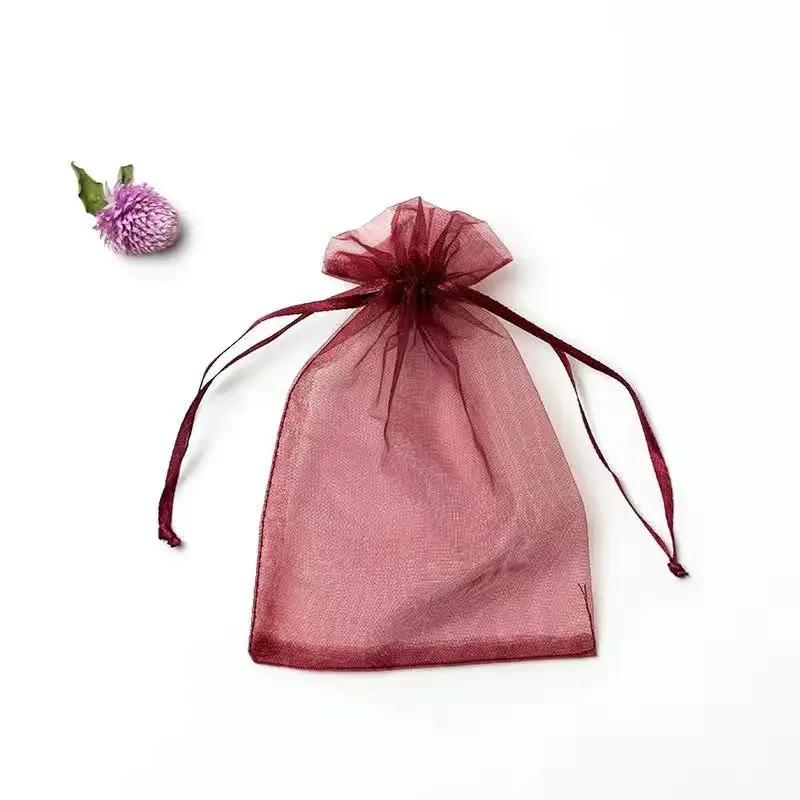 100 Farbige Transparente Garnbeutel Schmuck Süßigkeiten Geschenk Kosmetik Probeverpackungsbeutel Mehrere Größen Einfarbig Bündeltaschen