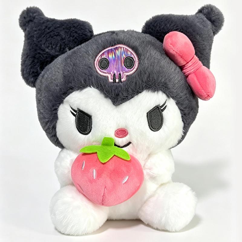 25cm Strawberry Kuromi Pillow Plush Toy Soft Stuffed Animal Strawberry Melody Figure Doll Gift For Girl Birthday Gifts