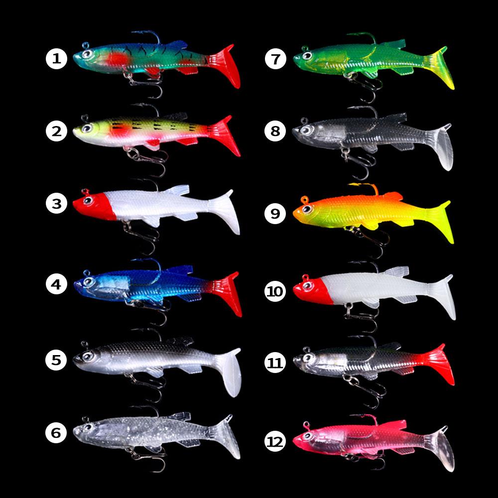 14CM Shad Soft Swimbait Jig Head Lure 8G Pre-Rigged Pinfish Lure Swimbait with Ultra Hook Paddle Tail Lure for Saltwater Fres
