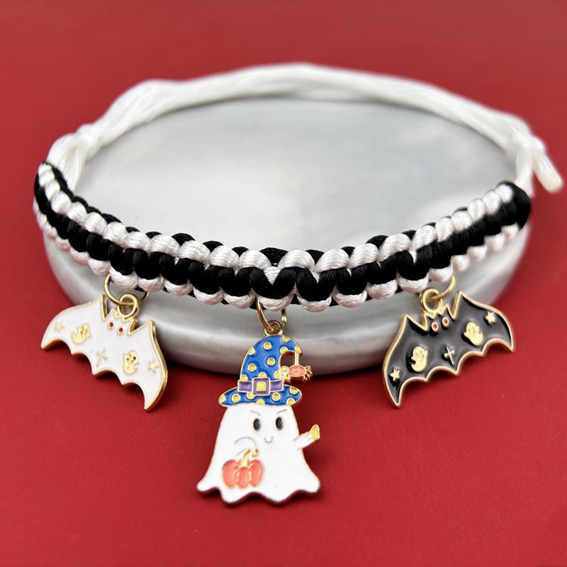 Pet Collar Breakaway Halloween Pet Collar Hand-woven Dog Cat Pendant Small Dog Collar Halloween Funny Pumpkin Decoration