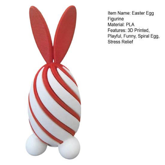 3D Printed Spiral Rabbit Figurine Two-Tone Easter Bunny Figurine Stress Relief Egg Sculpture for Home Office Desk Bookshelf Decor