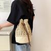 Bohemian Holliw Stroh Tasche Für Frauen Sommer Gewebte Eimer Tasche Urlaub Dame Strand Taschen Casual Kordelzug Umhängetasche