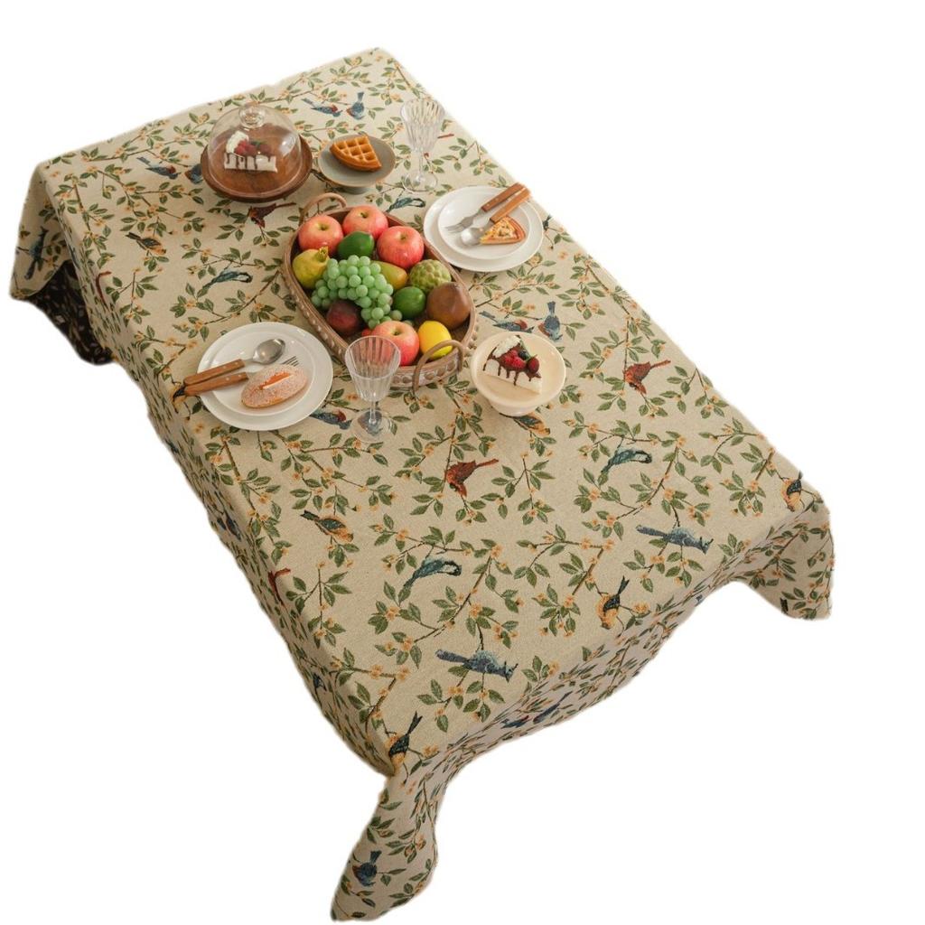 American Tablecloth Jacquard Flower Bird Plant Dining Table Cloth Thick Tablecloth Dust-Proof