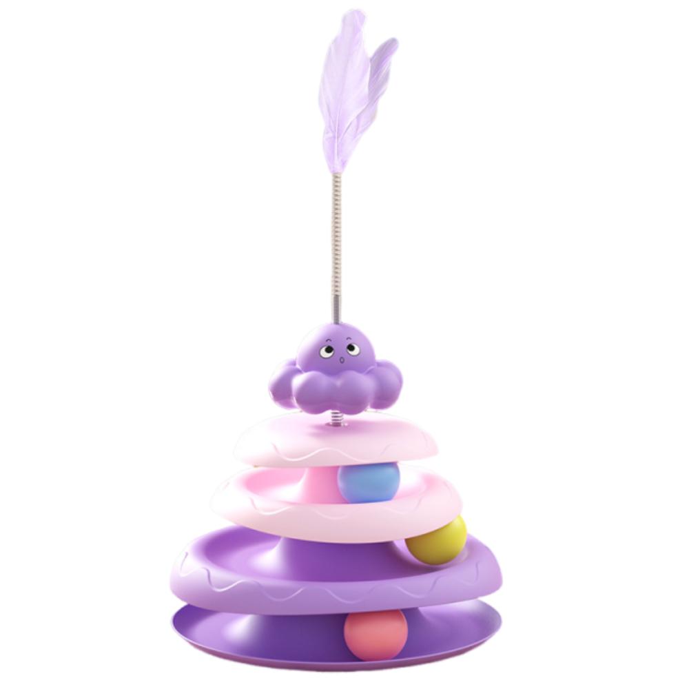 

4-Tier Cat Turntable Roller Balls Toys Interactive Cat Amusement Plate Tower Pet Relieves Boredom