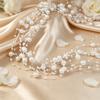 Pearl Tassel Bridal Headband Bohemian Style Bridal Hair Accessories Women Cascading Imitation Pearl Headpiece for Wedding Party
