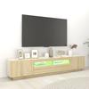 Vidaxl Szafka Tv Z Oświetleniem Led, Dąb Sonoma, 200X35X40 Cm