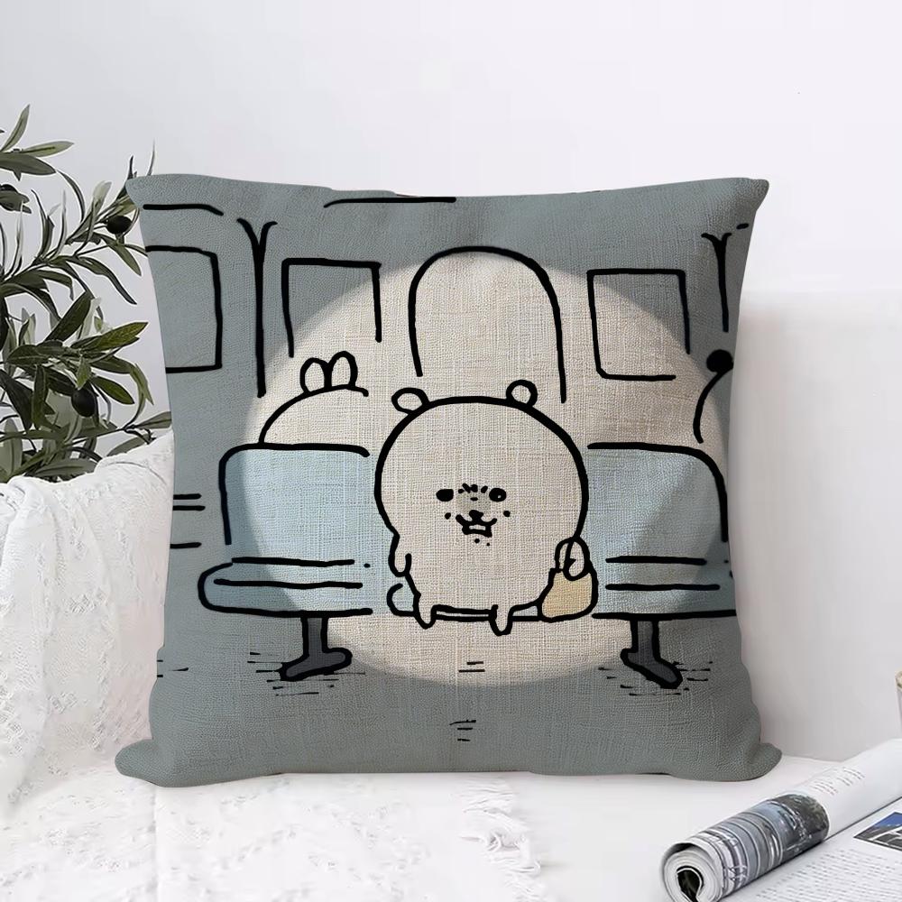 Japan Cute Joke Bear Cushion Cover Eco Linen Pillow Case DoubleSided Print Breathable Durable Zipper Home Decor Gift