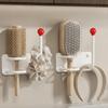 Punch-Free Self-Adhesive Hair Dryer Holder Wall Mount Multifunctional Storage Rack Space Saving Bathroom Organizer Bracket