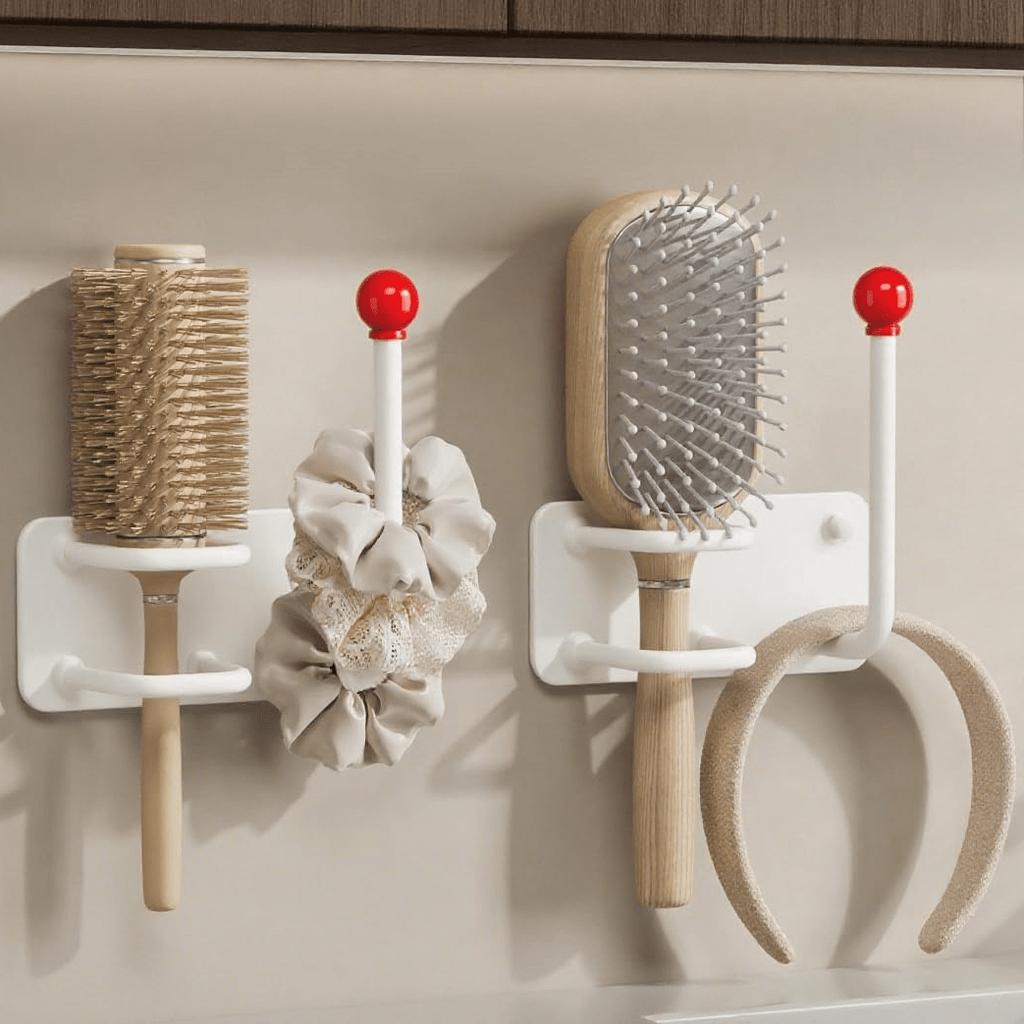 Punch-Free Self-Adhesive Hair Dryer Holder Wall Mount Multifunctional Storage Rack Space Saving Bathroom Organizer Bracket