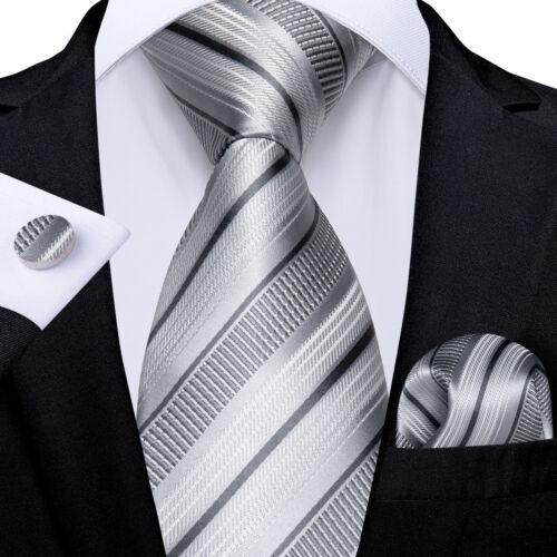 Dibangu Mens Silk Necktie Set Striped Paisley Solid Tie Pocket Square Cufflinks