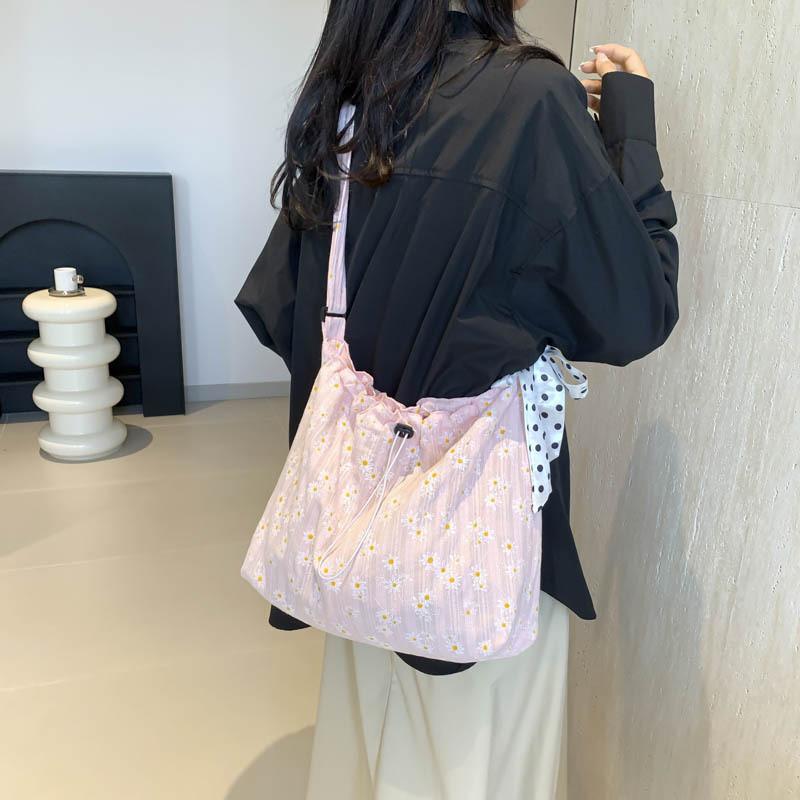 Stylish 2024 Korean Floral Canvas Tote Bag For Women With Spacious Design And Trendy Appeal