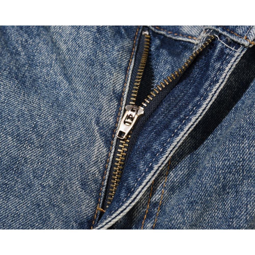 Blue Washed Destroyed Flared Jean Pants Hip Hop Graffiti Ripped Denim Jeans Men Streetwear Vintage Wide Leg Jeans