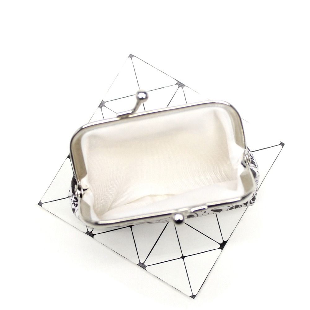 Cute PU Leather Coin Purse Flower Print Latte Clip Wallet Bag Lovely Style Convenient Handbag Women