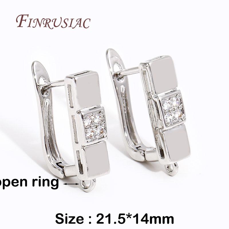 Basic Copper Earwires Fasteners Fittings 18K Gold Plated Inlay Zircon Earring Clasp Hooks for DIY Fashion Women Earrings Making