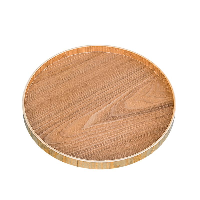 Japanese Style Round Tray Food Serving Plate Natural Wood Snack Dessert Plates Wooden Simple Fruit Dish Tray Kitchen Organizer