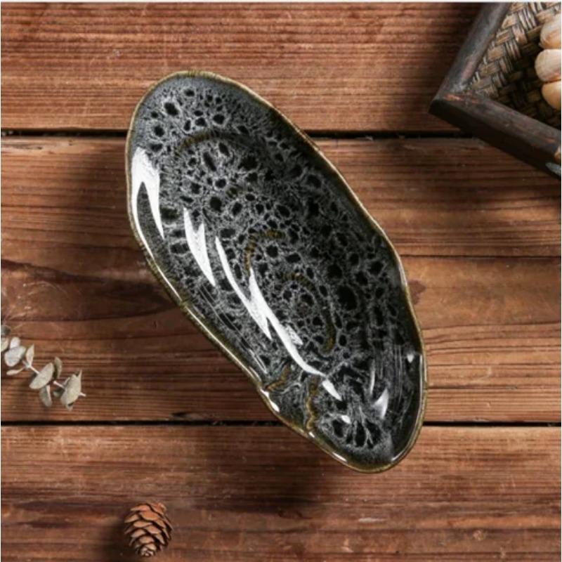 Exquisite Japanese Cuisine Restaurant Ceramic Tableware Sushi Sashimi Plate Cold Dish Plate Small Dish Oyster Cuttlefish Plate