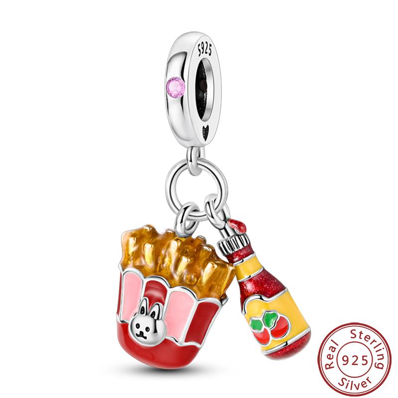 Dessert Afternoon Tea Series Copper Coffee Cake Pizza Fries Sweet Charms Beads 3Mm Diy Fine Jewelry Making