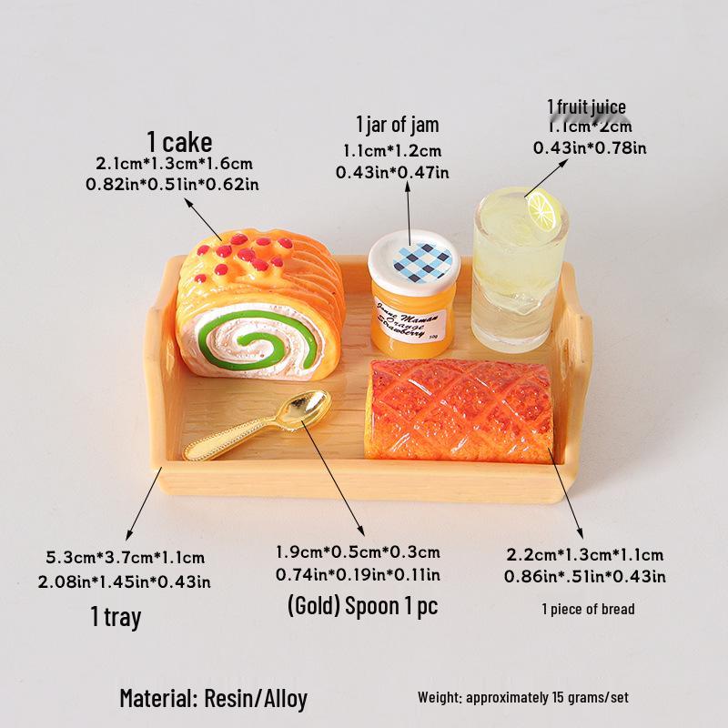 Miniature Dollhouse Bread & Juice Cake Set - DIY Decorations & Accessories