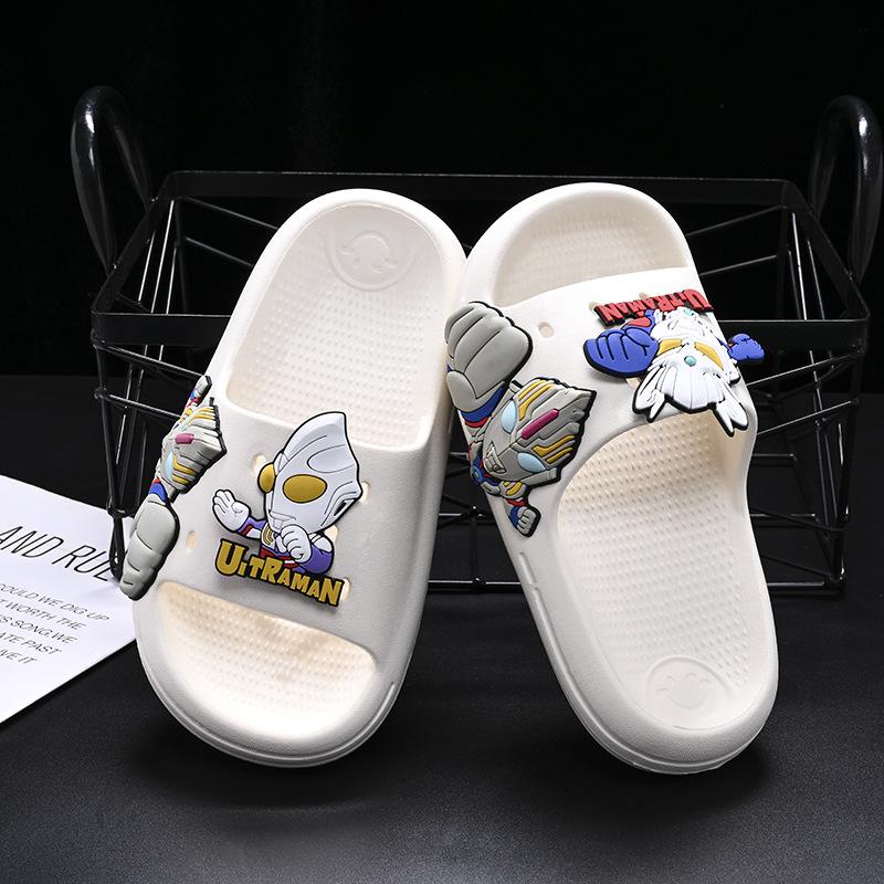 

Summer Lightweight Boys Slippers Unique Cartoon Pattern Anti Skip Soft Footwear Sole OffWhite,26-27
