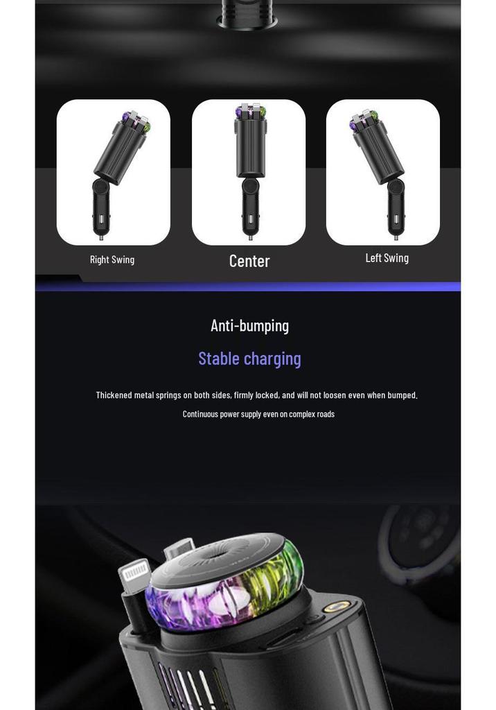 C7 Five-in-One Car Air Freshener with Starry Sky Ceiling, Multi-functional Retractable Cable, and 120W Fast Charging Car Charger.