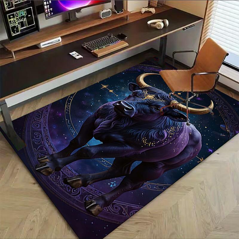 1PC Bull Zodiac Extra Large Non Slip Floor carpet, Office, family, Studio   Large Area Rug Indoor Rugs, Bold Statement Piece