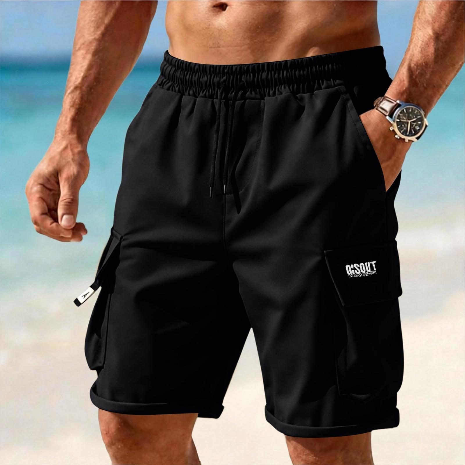 

Men s Relaxed Fit Cargo Shorts with Multiple Pockets Drawstring Waist Casual Loose Fit Lightweight Summer Shorts XL чёрный