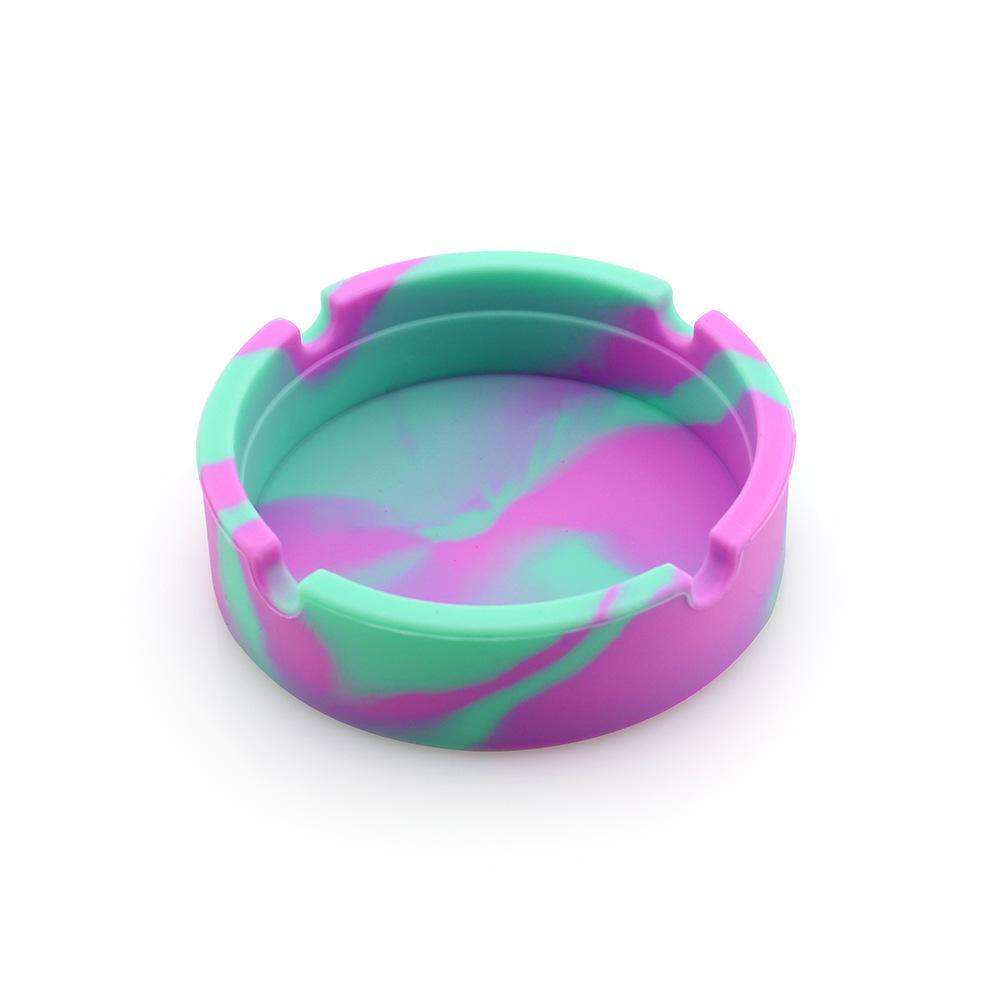 Round Soft Silicone Camouflage Ashtray with Logo - Multi-color Smoking Accessory Holder