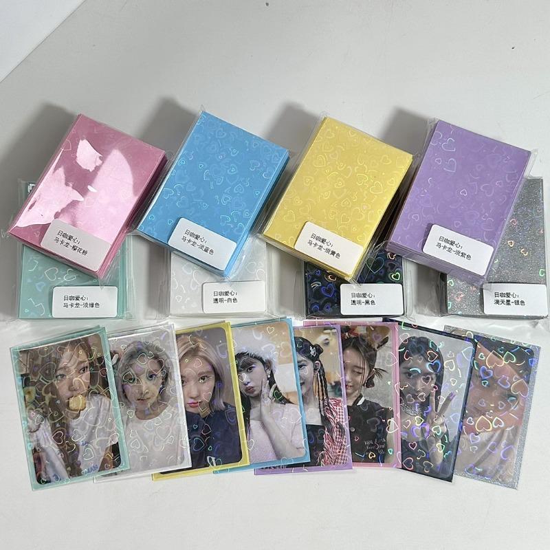 50pcs Macaron Color Photo Cover Frosted Double Layer Card Film Album Small Card Protection Case Idol Photo Card Case