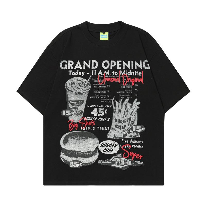 Trendy Summer New American Retro Personalized Outdoor Camping Design Printed Men's and Women's Loose T-shirts