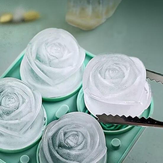 Silicone Ice Cube Mold Rose Shape Ice Ball Tray Slow Melting Whiskey