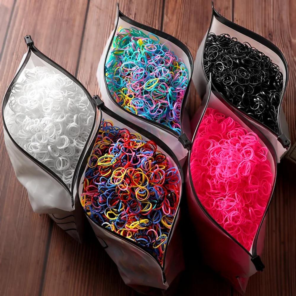 1000 Pcs Colorful Disposable Elastic Hair Ties for Girls – Soft Rubber Ponytail Holders for Kids, Bulk Hair Accessories