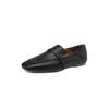 Fashion Women's New Comfortable and Minimalist Square Head Inner and Outer Genuine Leather Cowhide Large Size Flat Sole Single Shoes