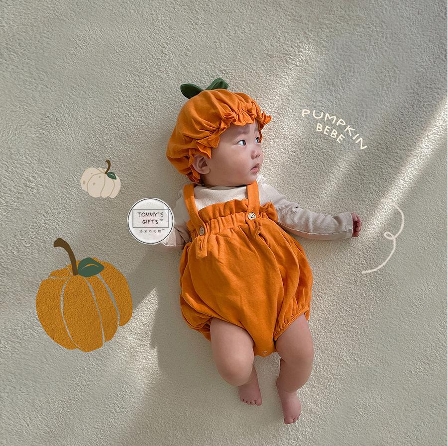 Spring New Halloween Baby Jumpsuit Ins Style Khai Pumpkin Shaped Baby Crawling Suit