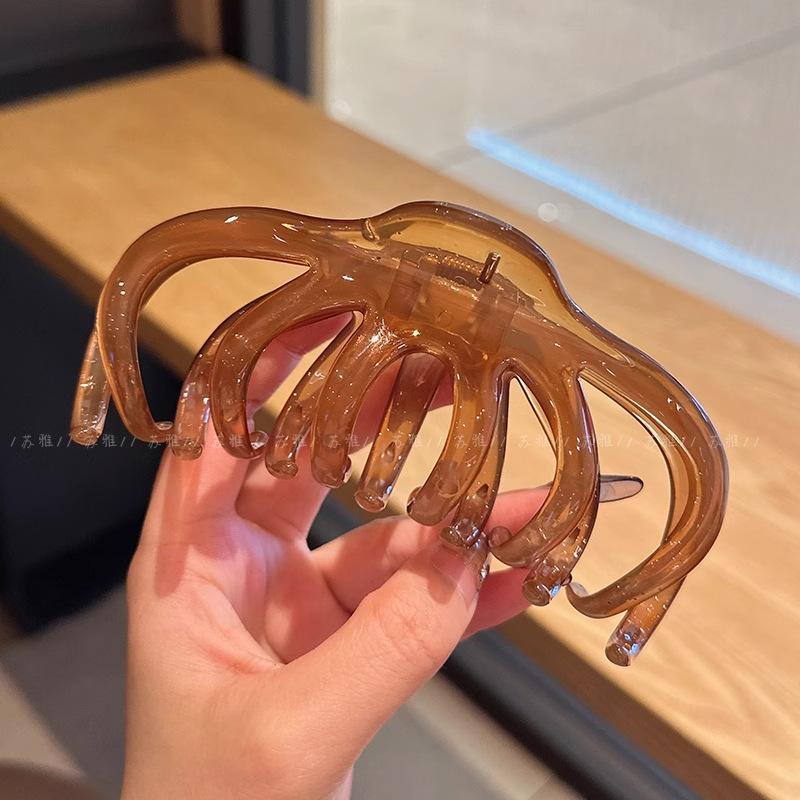 

Стильная, Универсальная, Портативная Заколка-краб, Большой размер, Французская Ретро Заколка-акула для Женщин. 12.5*6cm коричневый