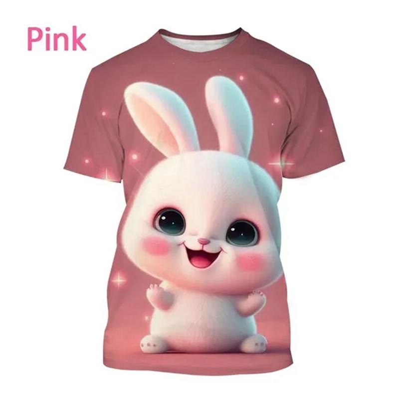Letní horký výprodej Králík 3D tisk Tričko Zvíře Kulatý výstřih Krátký rukáv Módní Unisex Ležérní Roztomilé topy Chlapecké Dívčí Trička