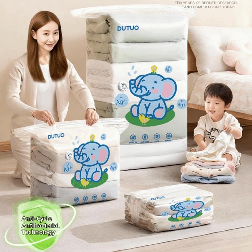 No-Pump Vacuum Storage Bag Antibacterial PA+PE Material Quilt Storage Bag Vertical Design Thickened Clothes Package Bag Home Use