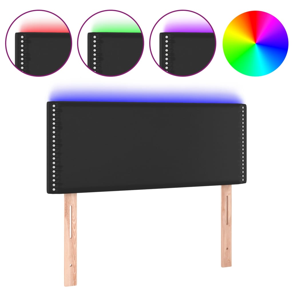 Vidaxl Zagłówek Do Łóżka Z Led, Czarny, 100X5X78/88 Cm, Sztuczna Skóra