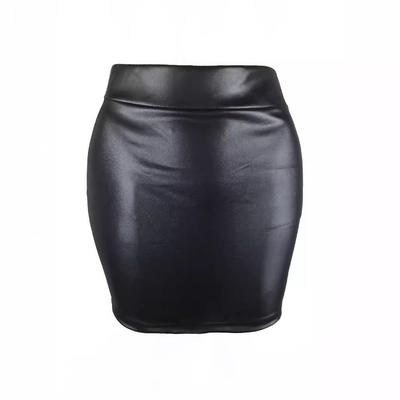 European and American Style Matte High Waist PU Leather Mini Skirt - Slim Fit, Sexy, Hip-Hugging Design