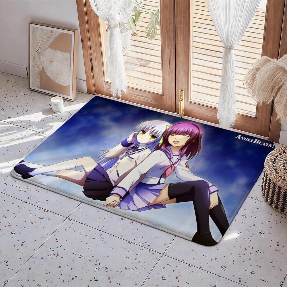 Anime A Angel Beats Floor Mat Eco Flannel Doormat Non Slip Odorless Indoor Floor Rug Soft Short Plush Home Mat