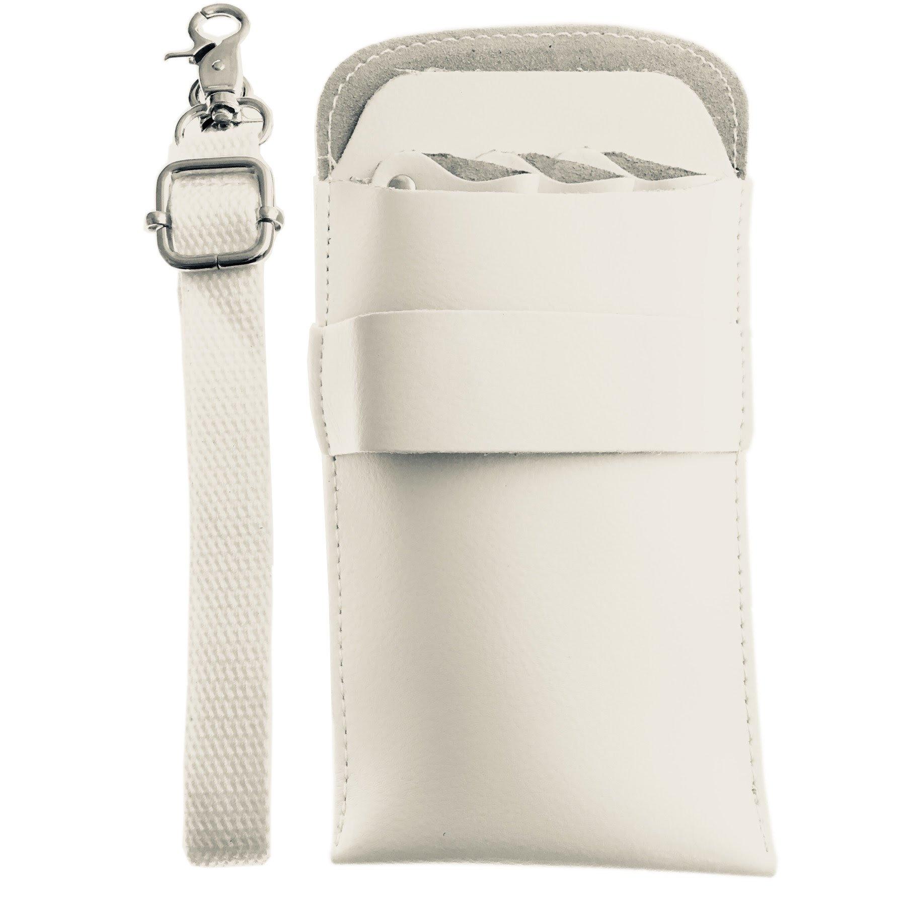 

Scissor 3 genuine compact [GLASS FROG] case, scissors, leather, hairdresser, trimmer, (white) білий