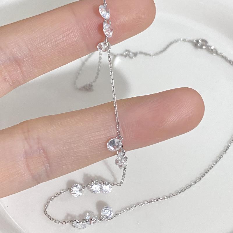 

Sterling silver-plated K-gold super fairy small water droplet flash diamond opal necklace niche exquisite collarbone chain neck chain simple female 925 silver платиновий